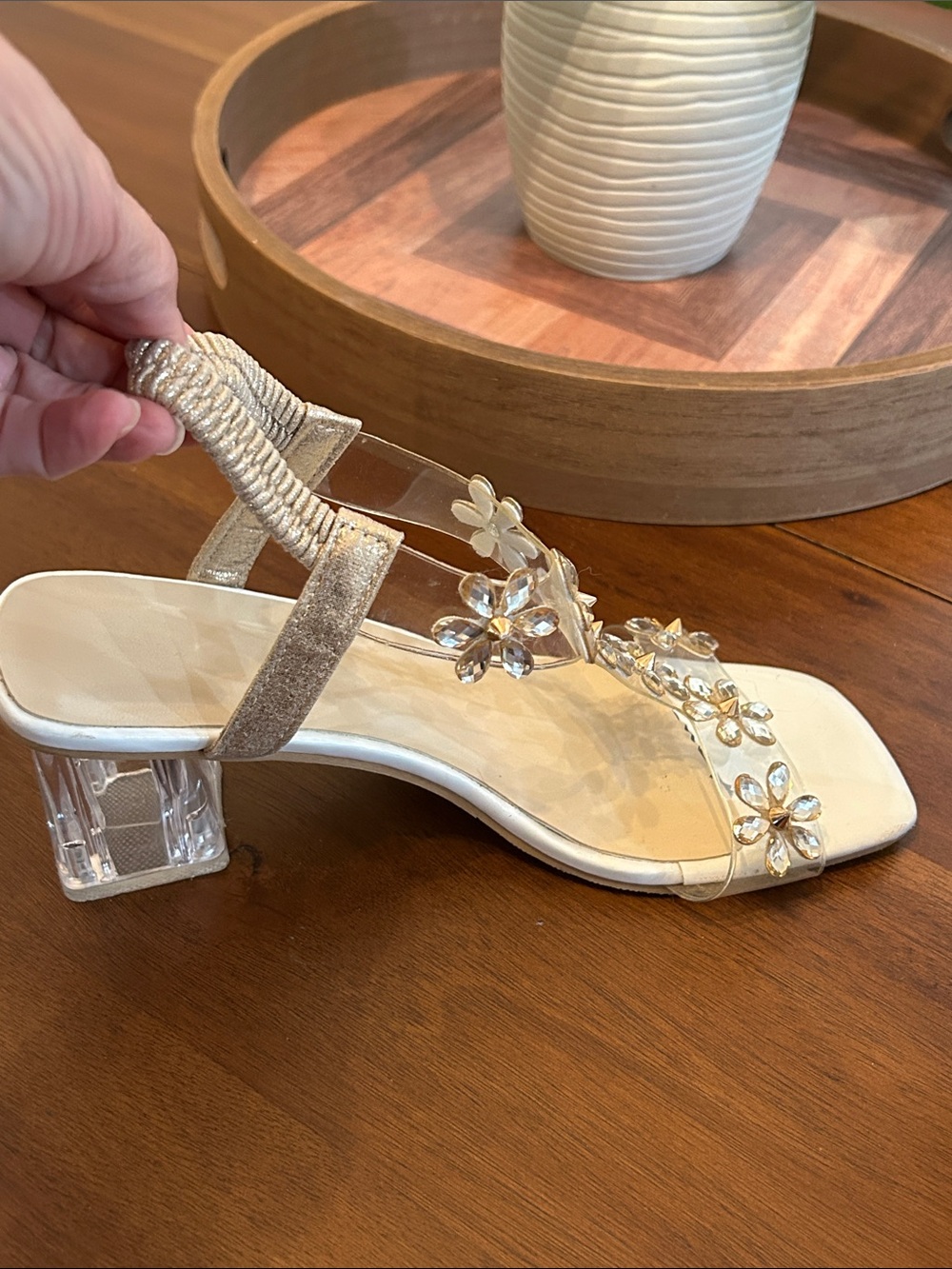 Clear Flowered Heels